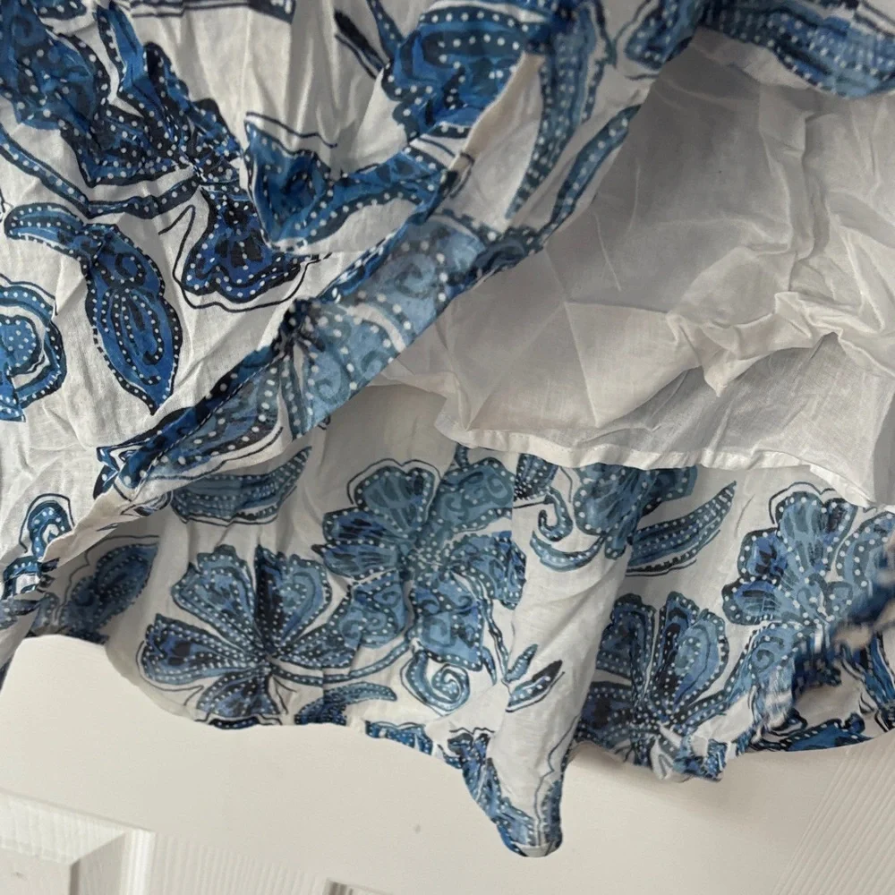 Johnny Was Workshop White/Blue Azura Floral Tiered Midi Skirt New Size Medium - Picture 6 of 8